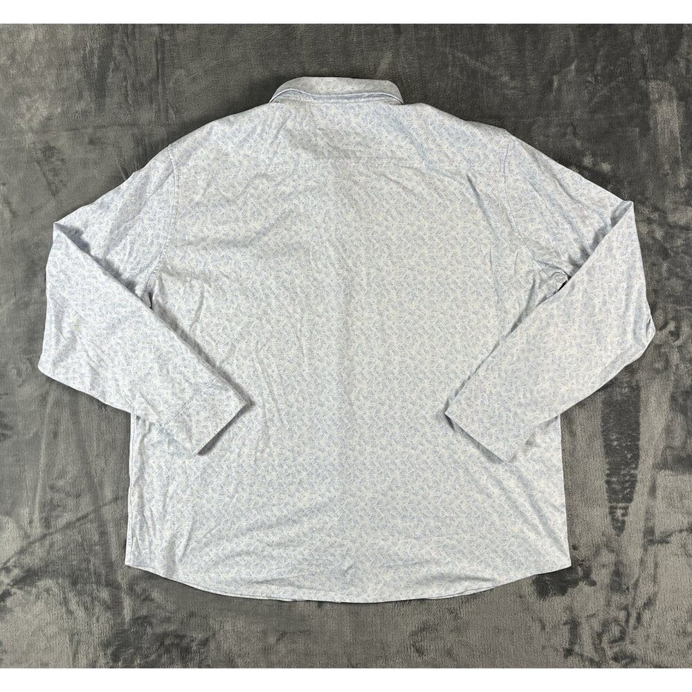 Johnston Murphy XC Flex Shirt XL Blue Long Sleeve Flip Cuff Button Up Stretch - Picture 2 of 6